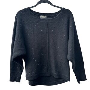 Neiman Marcus Cashmere Sequin‎ Embellished Dolman Sleeve Sweater Women XS Black